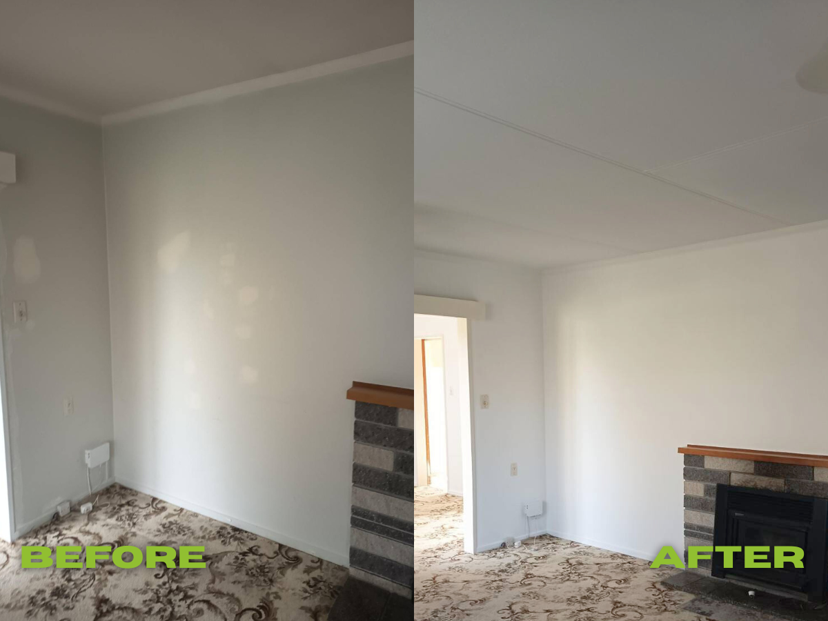 Before and after interior plaster and paint